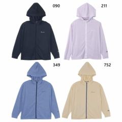 チャンピオン レディース ジップフーディーシャツ ZIP HOODED SHIRTS パーカー トップス 長袖 速乾 UVカット ブラック 黒 ブルー 青 イエ