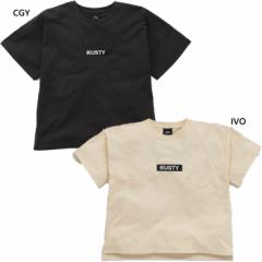 ラスティ ジュニア キッズ 半袖Tシャツ トップス シンプル カジュアル ワイドシルエット バックプリント ロゴ ホワイト 白 グレー 灰色 