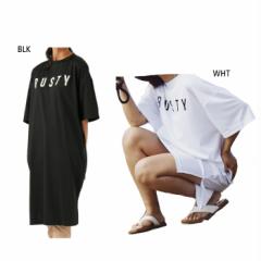 ラスティ レディース UVロング半袖Tシャツ マキシ丈 トップス カジュアルウェア ホワイト 白 ブラック 黒 送料無料 RUSTY 922463