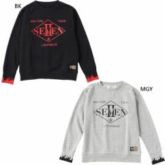 セブンツー ジュニア キッズ フロントロゴ 裏起毛 クルーネック スウェット トップス カジュアルウェア 長袖 ブラック 黒 グレー 灰色 送