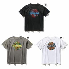 スポルディング ジュニア キッズ Tシャツ アフリカン バティック ボールプリント バスケットボールウェア トップス 半袖Tシャツ ホワイト