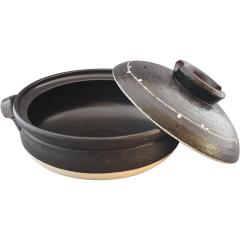 佐治陶器 萬古焼 土鍋 9号 (28cm) 4-5人用 一珍かきおとし 32-123 黒 日本製 送料無料(沖縄除く)