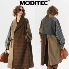 正規品 MODITEC モディテック アウター ジャケット トレンチコート チェック オーバーサイズ コート 話題 人気 ストリート 芸能人愛用 大人気 ユニセックス 刺繍 [衣類] 正規品 MODITEC モディテック アウター ジャケット トレンチコート