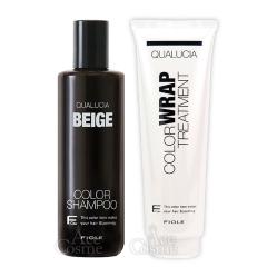 �t�B���[�� FIOLE �N�I���V�A �J���[�V�����v�[ �x�[�W�� 250ml & �J���[���b�v�g���[�g�����g 240g �Z�b�g BEIGE QUALUCIA