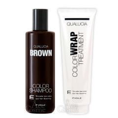 �t�B���[�� FIOLE �N�I���V�A �J���[�V�����v�[ �u���E�� 250ml & �J���[���b�v�g���[�g�����g 240g �Z�b�g BROWN QUALUCIA