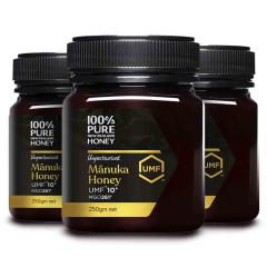 �_�ڋʏ��i 31��OFF�@8/31�܂Ł^100%PURE NEWZEALAND HONEY MANUKA UMF10+ (MGO263mg/kg)�}�k�J�n�j�[ 250g 3�Z�b�g�y�͂��݂�/�j���[