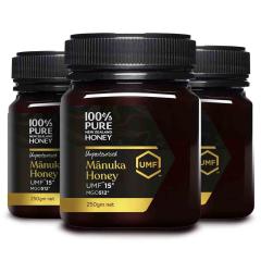 �_�ڋʏ��i 31��OFF�@8/31�܂Ł^100%PURE NEWZEALAND HONEY MANUKA UMF15+ (MGO514mg/kg)�}�k�J�n�j�[ 250g 3�Z�b�g�y�͂��݂�/�j���[