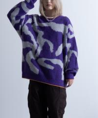 Mohair Like Whole Pattern Loose Knit Sweater / wACN  [Y jbgZ[^[