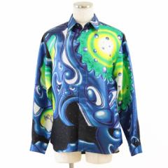 【新品同様】DIOR HOMME ディオール・オム 長袖シャツ ケニー・シャーフ ポップアート グラフィック プリント 総柄 シルク混 トップス メ