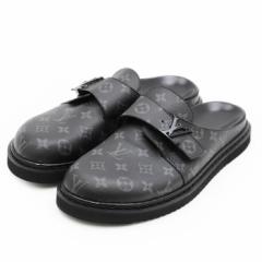 【新品同様】LOUIS VUITTON ルイ・ヴィトン サンダル ミュール LV ロゴ チャーム モノグラム・エクリプス イージーライン レザー シュー