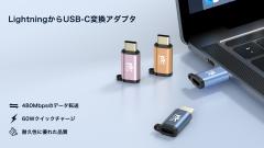 RoiCiel LightningからType-Cへアルミニウム合金製変換アダプター/変換コネクター【PD60W対応】(USB-A/USB-C to USB-Cケーブル両方対応