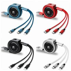RoiCiel 3in1 USB充電ケーブル 巻き取り ライトニング/USB Type-C/マイクロUSBケーブル 1本3役 両面挿し リバーシブルLightning/Type