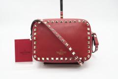 ☆安心の3大保証☆ ABランク ≪VALENTINO ヴァレンティノ/ショルダーバッグ≫ QW0B0809VSF ガラヴァーニ ロックスタッズ レザー レッド 