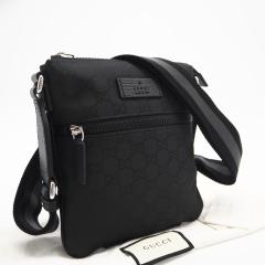 ��3���ȓ��ԕi�� �ɔ��i GUCCI �O�b�` GG�i�C���� ���b�Z���W���[ 449183 �V�����_�[�o�b�O �u���b�N �O���[ �i�C���� ���U�[ �����Y
