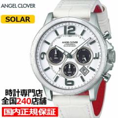 エンジェルクローバー タイムクラフト TCS44SWH-WH メンズ 腕時計 ソーラー 革ベルト ホワイト クロノグラフ