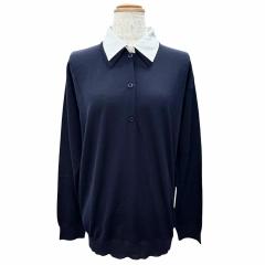 美品△PATOU  パトゥ 24AW 24A-KN193-8064 ウール100％ ロゴ タートルネック 長袖 ニット セーター ブラック ベージュ XS 正規品 レディース 美品△PATOU パトゥ 24AW 24A-KN193-8064 ウール100％ ロゴ