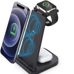 ���C�����X�[�d�� �[�d�X�^���h Qi�F�� 3 in 1�}���[�d15W/10W/7.5W Apple Watch�[�d�� Apple Watch 7/6/SE/5/4/3�AAirpods 2/3/Pro�AiPh