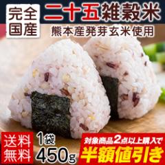 ＼2点以上購入で半額★対象商品／雑穀米 送料無料 国産 雑穀 米 二十五雑穀米 健康食品 ダイエット 発芽 玄米 1袋450g 3-7営業日以内に発