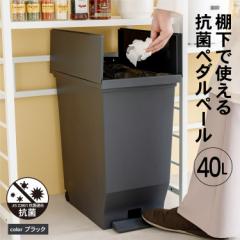 棚下で使えるペール　４０Ｌ　ブラック　抗菌仕様  コーナンオリジナル 