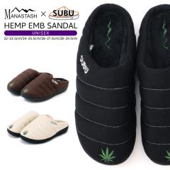 SUBU �~ MANASTASH �R���{ HEMP EMB SANDAL �w���v�T���_�� �X�u �}�i�X�^�b�V�� �h�J ���[�ܕt�� �~�p �T���_�� �L�����v �E�B���^�[�T