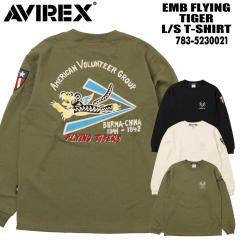 AVIREX �A���B���b�N�X �A�r���b�N�X ���� T�V���c 783-5230021 �N���[�l�b�N �~���^���[ �����Y �g�b�v�X EMB FLYING TIGER L/S T-SHIRT