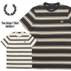 FRED PERRY �t���b�h�y���[ ���� T�V���c Fine Stripe T-Shirt M9851 �X�g���C�v ���S �����|�C���g �N���[�l�b�N ���K�̔��X ���[���� 