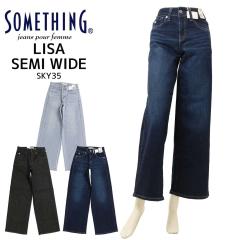 SOMETHING �T���V���O LISA �Z�~���C�h SKY35 �f�j�� �p���c �W�[���Y ���C�h�V���G�b�g �X�g���b�` �~�b�h���C�Y  �ҏ�[�� ���f�B�[�X