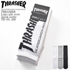 THRASHER XbV[ Logo pile crew 3pack socks TH-SX-206  S pC N[ \bNX 3g XP[^[ Xg[gY 