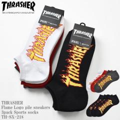 THRASHER XbV[ Flame Logo pile sneakers 3pack Sports socks TH-SX-218 t@C[ S pC Ԃ \bNX 3g X