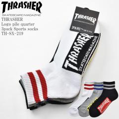 THRASHER XbV[ Logo pile quarter 3pack Sports socks TH-SX-219 t@C[ S pC NH[^[ \bNX 3g XP[^