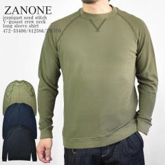 ZANONE Um[l  icepiquet ACXsP  seed stitch V-gusset  crew neck long sleeve shirt 472-53400/812586/ZW370  ̎q VK[b