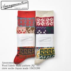 AnonymousIsm Amj}XCY Wool fabric Multi pattern JQ crew socks Japan made 15621200 }` p^[ WK[h N[ \b