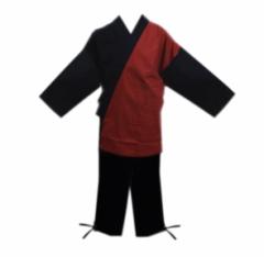 作務衣 さむえ メンズ 男性 綿 エンジ黒 M L LL 3L 部屋着 ユニフォーム 簡単 男物 紳士用 大きいサイズ