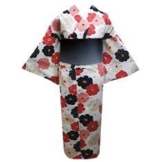 浴衣セット レディース モダン 作り帯 浴衣セット 大人 2点セット 白系