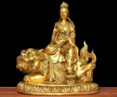 文殊菩薩仏像 仏教美術 置き物 鎮宅 供養品 縁起物 純銅製 開運風水置物 金運祈願 上品な工芸品