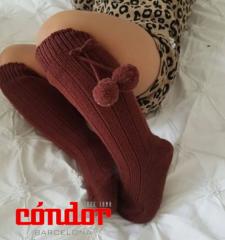 \bNX ̎q Rh ||unC\bNX LbY xr[ Ԃ h condor WARM COTTON KNEE-HIGH SOCKS WITH POMPOMS