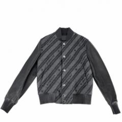 Givenchy ジバンシー アウター チェーンロゴ ジャケット 異素材 アパレル 服 46 BM00M960TF ブラック 黒 ガンメタル金具 カーフ  ウール 