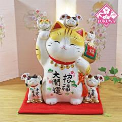 希少❤️陶器製　招猫❤️虎柄　貯金箱　厄除け　開運 R6-117-1.jpg