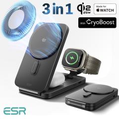 ESR 3in1 �[�d�� Qi2.2�Ή� 25W MagSafe�[�d��iCryoBoost���ځj �܂肽���ݎ��X�}�z��p���C�����X�[�d�� iPhone 17/16�iiOS 26�Ή��E50