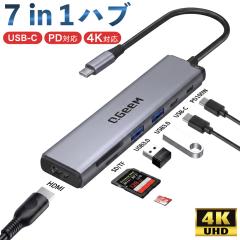 USB�n�u USB Type-C �n�u 7in1 HDMI 4K USB3.0 PD�Ή� SD�J�[�h���[�_�[ microSD 100W �ϊ� �A�_�v�^ USB-C �n�u �m�[�g�p�\�R�� �m�[�gP