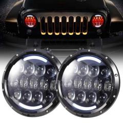 105W RGB 7インチ LED ヘッドライト H4 HI/LO ビーム エンジェル アイ