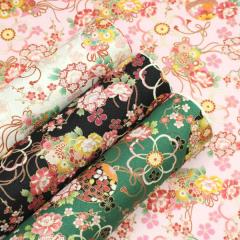 【10cm単位価格】 綿ちりめん風 お花と毬 和柄 花柄 エンボス加工綿100% 生地 布 約110cm幅 2500-157 着物 浴衣風 ゆうパケット2m対応