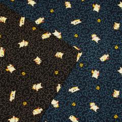 【10cm単位価格】 唐草ねこ 猫 にゃんこ ほっこり動物柄 和柄 シーチング 綿100% 生地 布 約110cm幅 KW1300-1 ゆうパケット2.5m対応 (