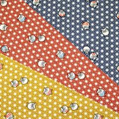 【10cm単位価格】 小さい麻の葉とふくろう フクロウ ほっこり動物柄 和柄 シーチング 綿100% 生地 布 約110cm幅 KW1400-1 ゆうパケット2