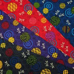 【10cm単位価格】 丸柄とトンボ 矢絣 唐草 青海波 ほっこり動物柄 和柄 シーチング 綿100% 生地 布 約110cm幅 KW1500-2 ゆうパケット2.5