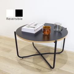 Hoola. ���o�[�V�u�� �ۃe�[�u�� ���a60cm ����39cm �u���b�N �z���C�g MDF �؍� �S�t���[�� �� �� �~ �ی` �J�t�F�e�[�u�� �e�B�[�e�[�u