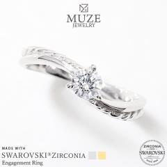 MUZE JEWELRY �w�� ���a4mm�i0.25ct�����j �v���`�i�d�グ �I�[�_�[���C�h �v���`�i�d�グ K18�S�[���h�d�グ �G���Q�[�W�����O ����w��