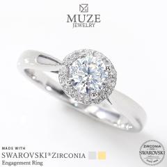 MUZE JEWELRY �w�� ���a5mm�i0.65ct�����j �v���`�i�d�グ �I�[�_�[���C�h �v���`�i�d�グ K18�S�[���h�d�グ �G���Q�[�W�����O ����w��