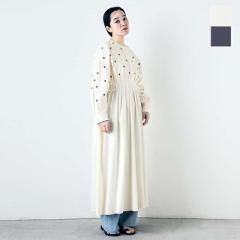 ヌキテパ ワンピース ne Quittez pas  クリンプ コットン アスター 刺繍 タック ドレス “Crimp Cotton Aster Embroidery Tuck Dress” 0