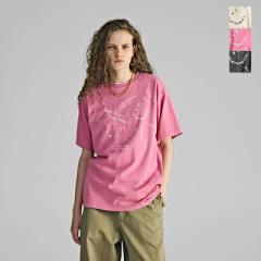 カーキ ストラップ チェーン kha:ki  ピグメントダイ コットン 天竺 ステンシル風 プリント Tシャツ “PIGMENT TEE STENCIL” mil25hcs34